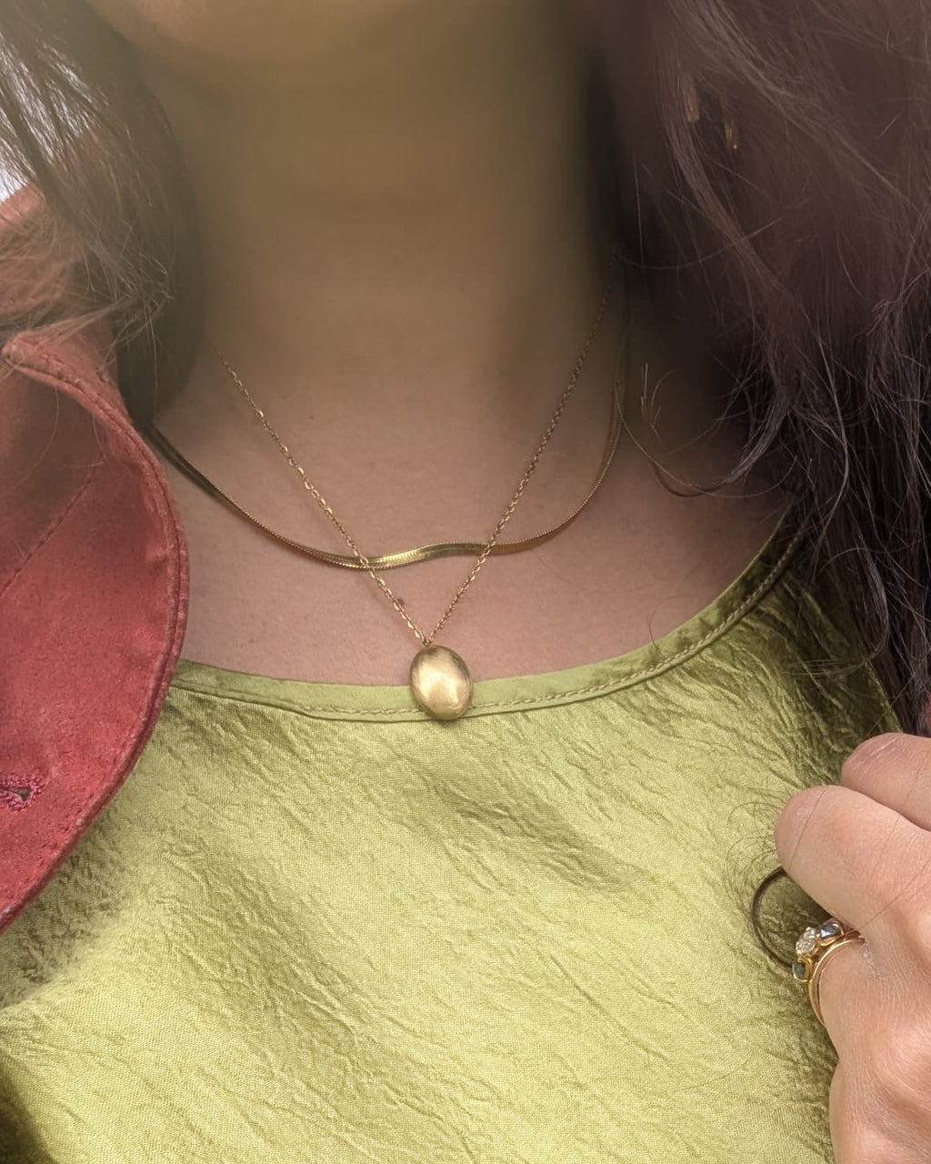 Everyday Herringbone Necklace Gold