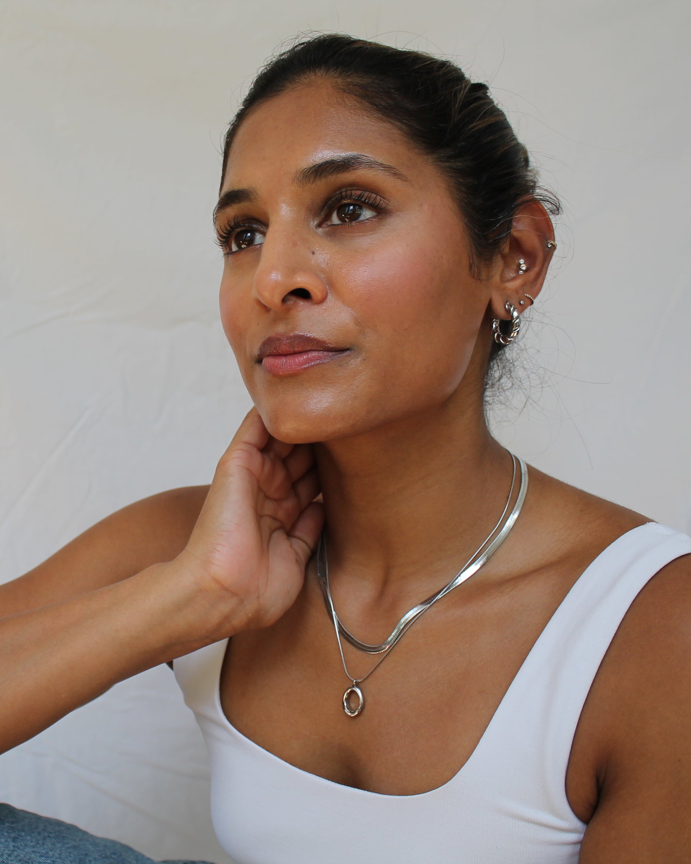 Everyday Herringbone Necklace Silver