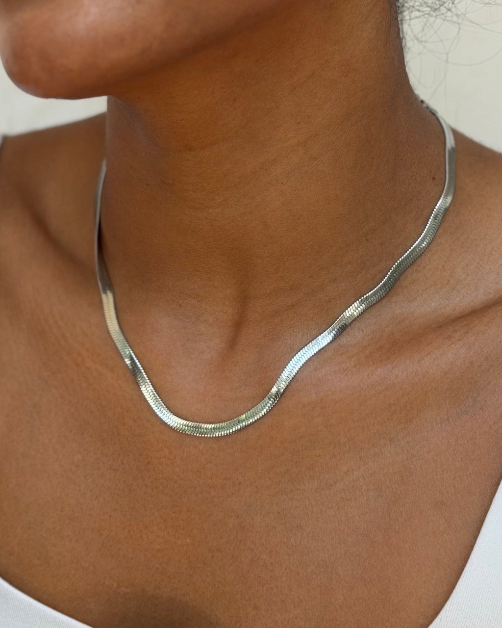 Everyday Herringbone Necklace Silver