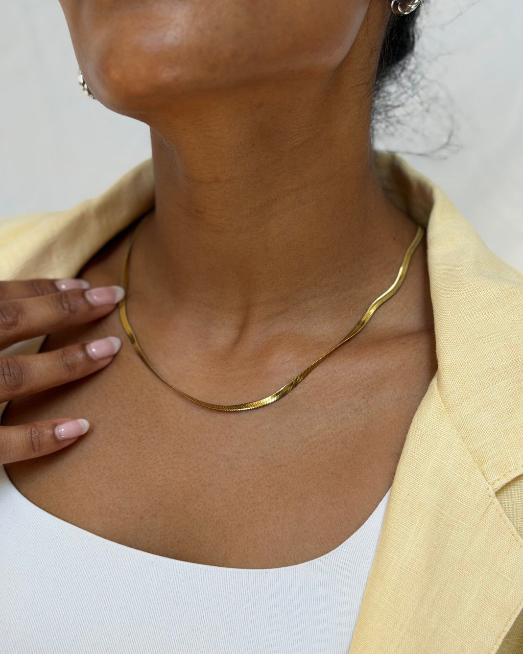 Everyday Herringbone Necklace Gold