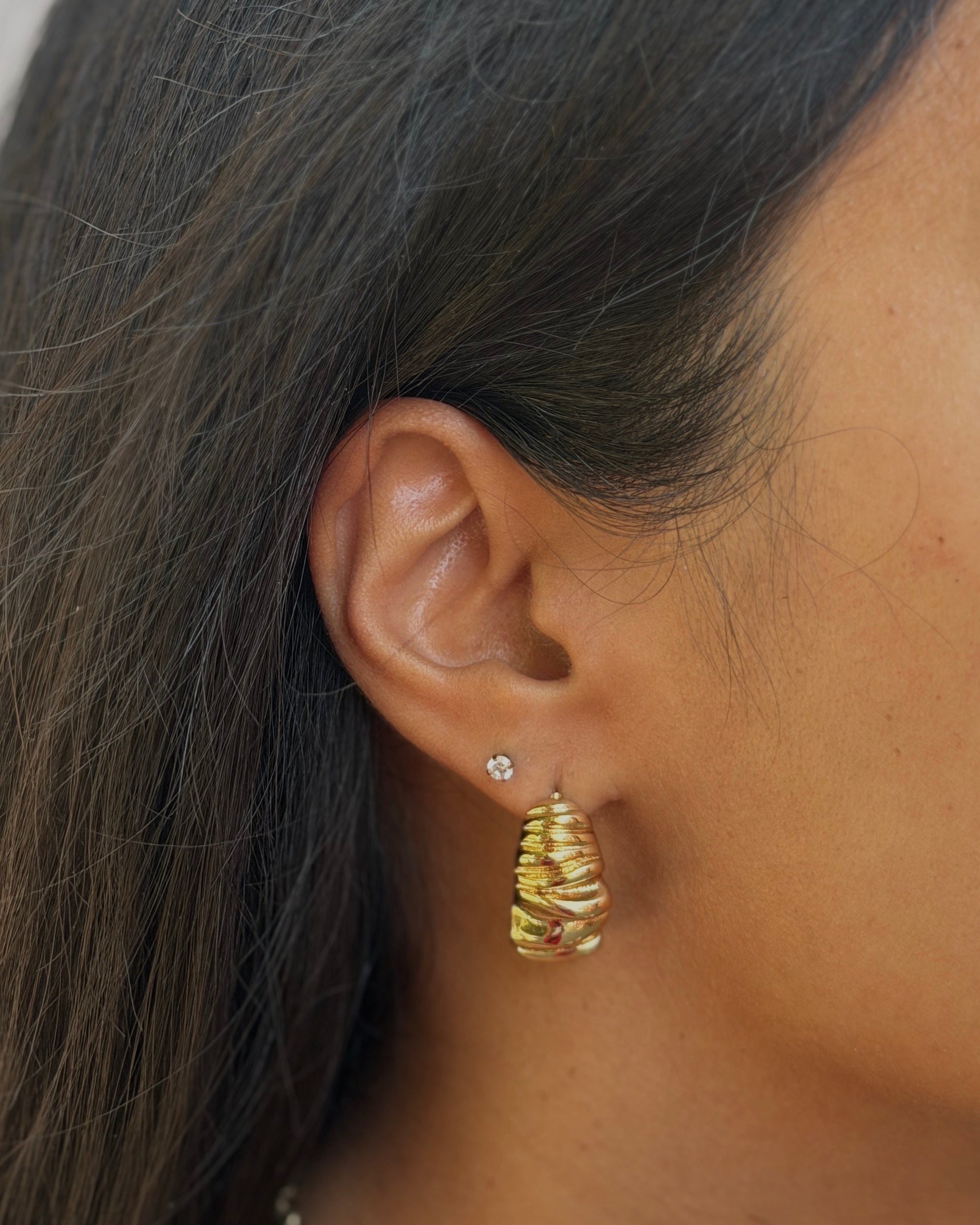 Textured Demi Hoop